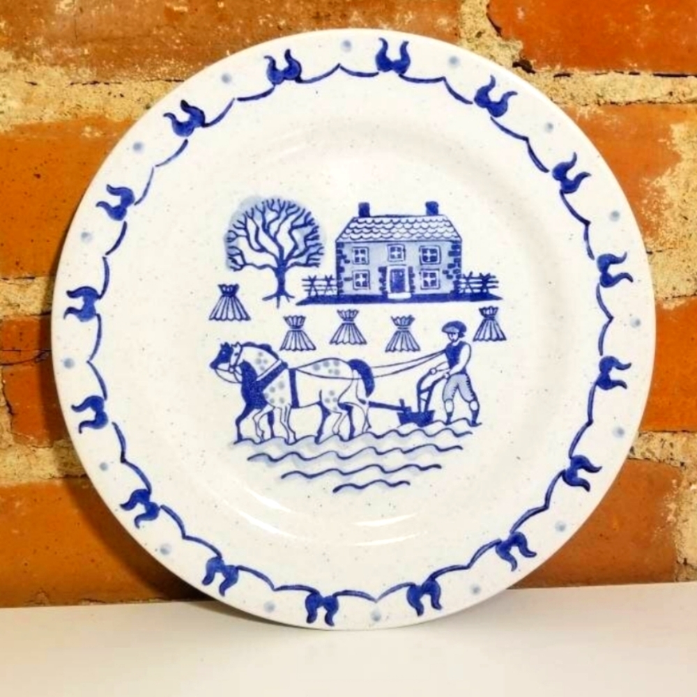 POPPYTRAIL BY METLOX PLATES VTG BLUE DINNER SET OF 6 KITCHEN DINING WEDDING GIFT
